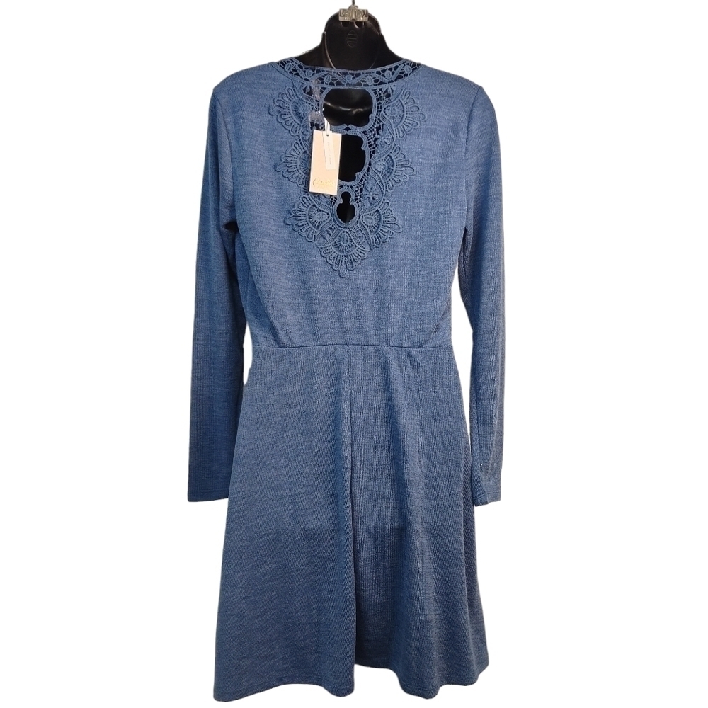 Candie's Women's Blue V-Neck Knit Dress Size M NWT - Picture 2 of 9